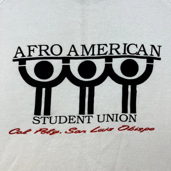 Vintage Cal Poly SLO Sweatshirt Adult Large White San Luis Obispo Afro American - Picture 2 of 7